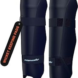 moonwalkr Cricket Keeping Shin Guards Wicket Keeper Pads Protective Gear for Keeper's Height (4'5" - 5'3") Cricket Wicket Keeping Pads Super Slim Gear Comes with a 3-inch Strap (Blue, Youth)-image-79