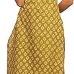 Women's Floral Printed Yellow Cotton Straight Kurta-picture-47