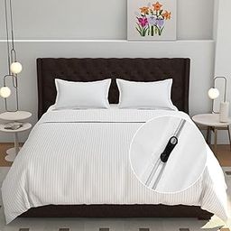 Fresh From Loom 180 Tc Microfiber Premium All Season AC Comforter Cover: King Size Bed Razzai Quilt Cover Blanket Cover with Zipper (White, Size- 90x100 Inch)-image-89