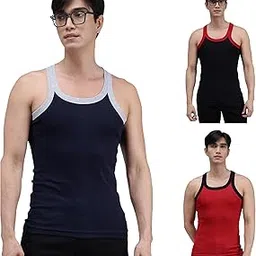 amul comfy Men's Pure Cotton Multi Color Gym Vest Pack of 3(Assorted Colour May Vary)-picture-25
