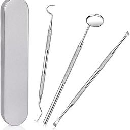3 Pieces Dental Pick Tools Kit Teeth Cleaning Calculus Remover Tool for Dentist Personal Using Pets Oral Care Set with Dental Mirror Dental Tartar Scraper Dental Probe and Storage Box-16