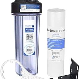 Sediment Water Filtration System with Clear 2.5X 10" Housing 3/4 "Ports, Removes Dirt, Sand, Silt and Rust-78