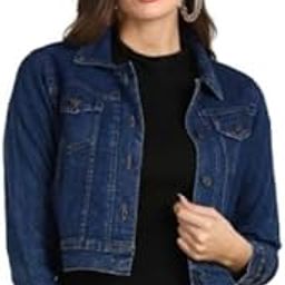 hrikshika fashion Women's Cotton Denim Jacket Full Sleeves Comfort Fit Collar Jacket-picture-0