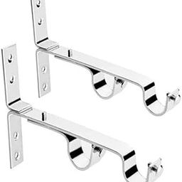 UNIQUELLA Pack of 2 Glossy Heavy Duty Curtain Rod Brackets Double Curtain Rod Brackets Double Rod Holders 1"Inch Rod Heavy Duty Wall Support Mounting Hardware Included.-image-23