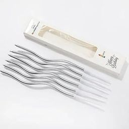 AMFIN (Pack of 6) Happy Birthday Spiral Candle with Holder for Cake - Silver-9