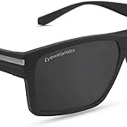 eyewearlabs OKNO | Polarized Full Rim Rectangular Branded Stylish Sunglasses For Men & Women | 100% UV Protection Shades | Cricket Sports Cycling Driving | Black Lens | Medium | Tropix-picture-1