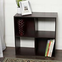 NE Furniture Home Basic Open and Enclosed Wooden Storage Organizer, 4 Cube Shelf Module Bookcase shelve for Living Room, Office, Bedroom (Accasiya Brown) DIY(Do-It-Yourself)-11