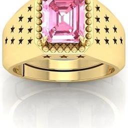 Natural 9.25 Ratti 9.00 Carat Pink Sapphire Gold Plated ring Gold Plated Ring Astrological Adjustable Ring Size 16-22 for Men and Women-image-30