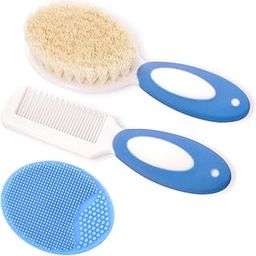 Baby Hair Brush and Comb Set for Newborns & Toddlers | Natural Soft Goat Bristles | Ideal for Cradle Cap | Perfect Baby Registry Gift (Blue)-image-35