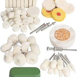 DIY Crafts Wool Felt Cotton Abrasive Buffing Wheel Kit,Rotary Tool Accesseries with 3mm Shaft,for Polishing Metal Jewelry Jade Do It Your Self 1 Set Contain Pcs :- (32)-20