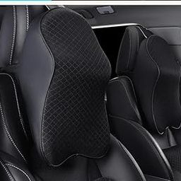 ROMINO Memory Foam Car Neck Pillow Ergonomic Neck Support, Car Seat Neck Rest Cushion, Neck Support Head Rest Pillow Office Chair Neck Pain Relief Support in Travel for All Cars - Pack of 2 - Black-44