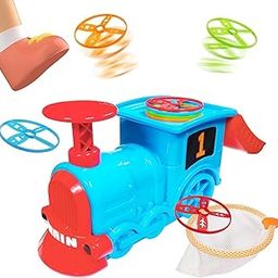Braintastic Train Flying Disc Launcher with 8 Discs, 2 Catch Nets, Step-On Fly and Catch Flying Saucer Set-Multicolor for Kids (Multicolor)-28