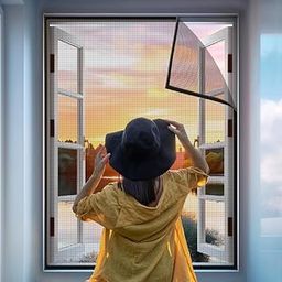 Atlara 120 GSM Fiberglass Mosquito net for Windows Colour-Black (Size-3x4.5 Feet 36x54 Inch) Pre Stitched with self Adhesive Hook Tape on All Four Borders, Window Door DIY Ready to use net-image-73
