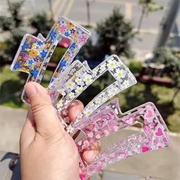 Dartler Hair Clips For Women Large Hair Claw Clips For Women Thin Thick Curly Girl Hair Accessories Strong Hold Jaw Clips,Neutral Colors (Pack Of 3 Flower Deisgn),multicolor-image-31