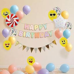 Party Propz Birthday Decoration Items For Kids - 32 Pcs Candy Foil Balloons For Birthday Decoration | Pastel Balloon Decoration For Birthday | Happy Birthday Banner (Cardstock, Latex)(Multicolor)-image-81
