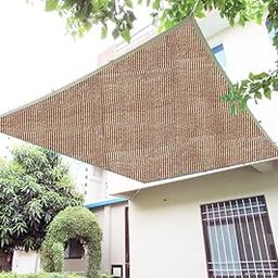 FREDDO HDPE Fabric Cotton Webbing Sun Shade Sails 90% Protection from Sun & UV Rays Ideal for Car Parking, Outdoor Garden, Balcony, Patio, Beige Black Color, 12 ft x 15 ft, Pack of 1 Piece-9