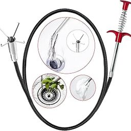 Drain Snake Hair Clog Remover Tool - Sink Drain Cleaner for Sewer Kitchen Bathroom Shower Tub Toilet Clogged Drains Opener Cleaning Tool, Flexible Grabber Claw Pick Up Reacher Tool-image-81