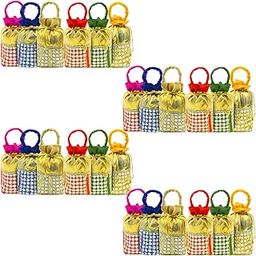 Women Potli Bags | Sequence and Zari Embroidered Silk Potli | Traditional Shagun Return Gifts Potli for Mehandi, Haldi, Baby Shower, Wedding, Sangeet-32