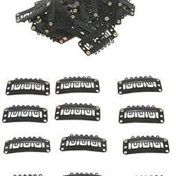 Rizi 12 Packs Hair Attached Wig Fixing Clips for Women Hair Extensions, Hair Patch Wig Snap Clip Set (3.4 cm, Black)-image-41