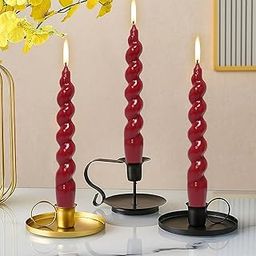 Set of 3 Red Twisted Taper Candles | Spiral Wax Candles for Diwali, Christmas, Rituals & Spells | Elegant Long-Burning Unscented Candles for Home & Festive Décor-image-22