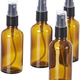GRN Amber Glass Multipurpose refillable 50ml Round Bottle with Spray Pump for Multi use Set of 4 Pcs for DIY Perfume, Essential Oils, Blends, Aromatic Water, Beauty Products-13
