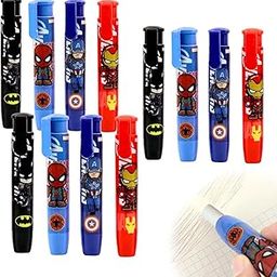 Birthday Popper Superhero Theme Retractable Erasers as Birthday Return Gifts - Set of 12 - Pencil Erasers for Kids, Back to School Stationery Gift for Boys & Girls-image-56