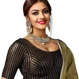 scube designs Jacquard Striped Stretchable Fit & Comfhy Round Neck Half Sleeve Readymade Saree Blouse Stylish Crop Top Choli for Girls & Women-picture-6