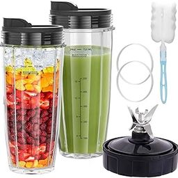 SHIPLORD® 24oz Blender Cup Replacement Blades & Lids - 7-Fin Blade Assembly for Easy On-The-Go Blending-image-24