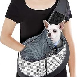 Kraptick Pet Sling Carrier, Pet Carrier Bag for Shitzu Puppy, Cat, Rabbit with Comfortable Adjustable Pouch Single Shoulder Carry Tote Handbag for Pets (Large, Black & White)-image-99