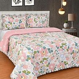 MORADO Luxury Ultrasonic Glace Cotton Solid Lightweight All Season Bedspreads/Bed Cover with 2 King Size Pillow Covers - (90x100 Inches, Baby Pink)-18