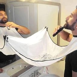 Osking Beard Hair Catcher for Shaving - Beard Trimming Apron & Beard Clippings Catcher(White Apron)-image-4