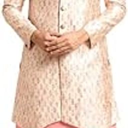 Men's Kurta Indo-Western Sherwani Dhoti Set, Multi Silk Blend, Jacquard Regular Fit Mandarin Collar Long Sleeves-17
