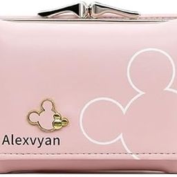 Pink Mickey Small Tri-Fold Women's Purse Wallet Card Organizer Female Hand Purse Clutch Women/Ladies/Girls Wallets 5 Card Holder 1 Long & 2 Small Pocket -1 Coin Pocket-picture-5