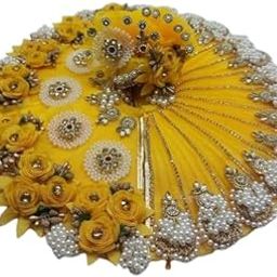 Laddu Gopal Poshak Thakur Ji Dress Heavy Flowers Designer Dress for Kanha Ji Fancy Dress for Bal Krishna Janmaasthmi Special for Ladoo Gopal Ji (2, Yellow)-image-2