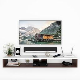 ESTANTERIA White Walnut, Stunning 17 mm Thickness Engineered Wood TV Entertainment Unit for Living Room Wall Mount/TV Panel Set-Up Box Holder for TV (120x15.7x20 cm)-13