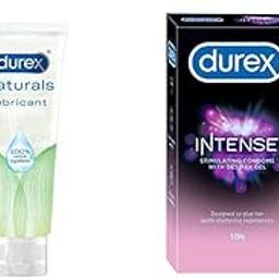 Durex Lube Naturals Intimate Lubricant Gel for men & women - 100 ml, White, 100 ml (Pack of 1) & Intense Condoms for her - 10 Count-image-73