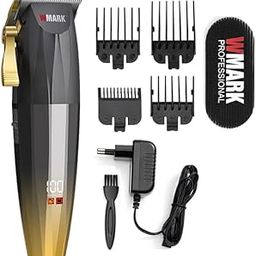 WMARK NG-222 Digital Display Professional Taper Lever Cordless Hair Clippers Cutter Wireless Hair Grooming Trimmer Set 7200 RPM Carbon Brush Motor charging adaptor 4 Guide Comb Runtime 180 min, Gold-picture-32