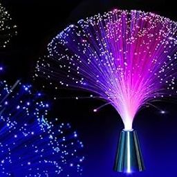 WICHARSH Fiber Optic Lamp - Led Color Changing with Cone Base - Ice Fiber Lamp with USB Cable - Calming Mood Night Light, Multicolored-image-7