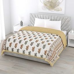 AC Comforter Double Bed, Quilt Double Bed King Size, Cotton Blanket for Winter, Razai, Duvet Microfibre Cotton Satin Reversible 90x100 inch Orange Brown-18