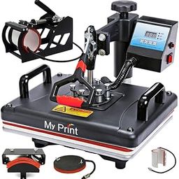 MY PRINT | Heat Press 5 in 1 Digital Multi Functional Sublimation, Vinyl Printing Machine for T-Shirts (Any Flat Product), Mug, Machine 12x15 Inch | DTF PRIINTING | (5IN1 Combo Black)-28