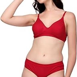 Women Non Padded Beautiful Solid Lingerie Set with Anti Bacterial Comfortable Ultimate Support Bra Panty Set |Pack of Set 1|-image-73