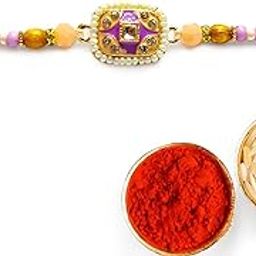 Royal Red Gold Lotus Rakhi for Bhai,Bhabhi – India’s Finest Designer Thread Premium Rakhi with box packaging (Pack 1)-image-15