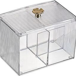 ATORSE PVC Makeup Cotton Pad Holder Cotton Balls Swab Holder Container with Lid 2 Grid-image-62