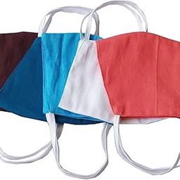 Pure Cotton Cloth, Mouth Nose Cover Face Mask Double Layer Cloth Mask (Washable & Reusable) -5 Mask, Free Size,Mix-colors-51
