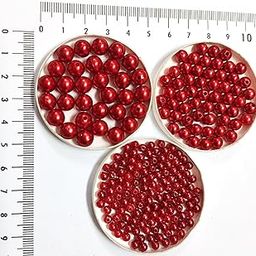 Get-Set-Go! Maroon/Dark Red - Combo 1000 Beads (8-6-4 mm) Round Pearl/Moti Beads for Jewelry Making, Knitting, Bead Arts & Crafts Work (Maroon-8-6-4)-image-7