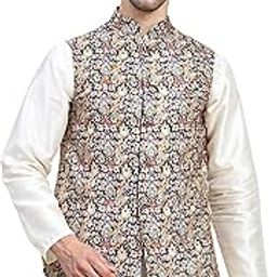 Mens Stylish Polyster Floral Digital Printed Nehru Jacket | Two Pockets | Mandarin Collar | Lightweight | Comfortable Mens Nehru Jacket-picture-18