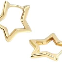 Star Design Hoop Earring Studs Black For Men And Boys Pair-image-13