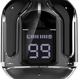 True Wireless Stereo Wireless(T6) Earbuds, Ultrapods max TWS Bluetooth Earphones with Charging Case and LED Digital Display, Microphone, Works with iPhone Android and Bluetooth Devices (Black)-0