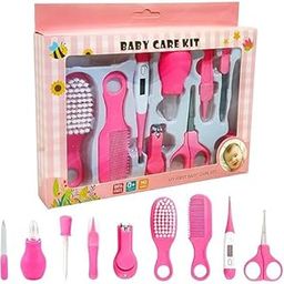 RDOMI Portable Manicure Grooming Kit for New Born Baby|10 in 1 Healthcare Accessories Set to Keep Infants & Toddlers Clean|Perfect Nursery Gift with Nail, Hair, Ear Grooming Tools for Kids (Pink)-image-23