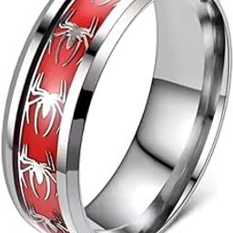 Mens US9 Red & Silver Stainless Steel Never Fade 8mm Ring: Pack of 1 (SRFAJW/SPDR)-image-80